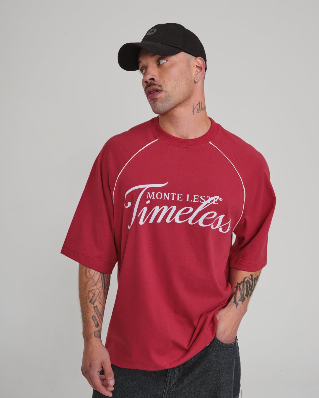 Camiseta Raglan Oversized Timeless - Vermelho
