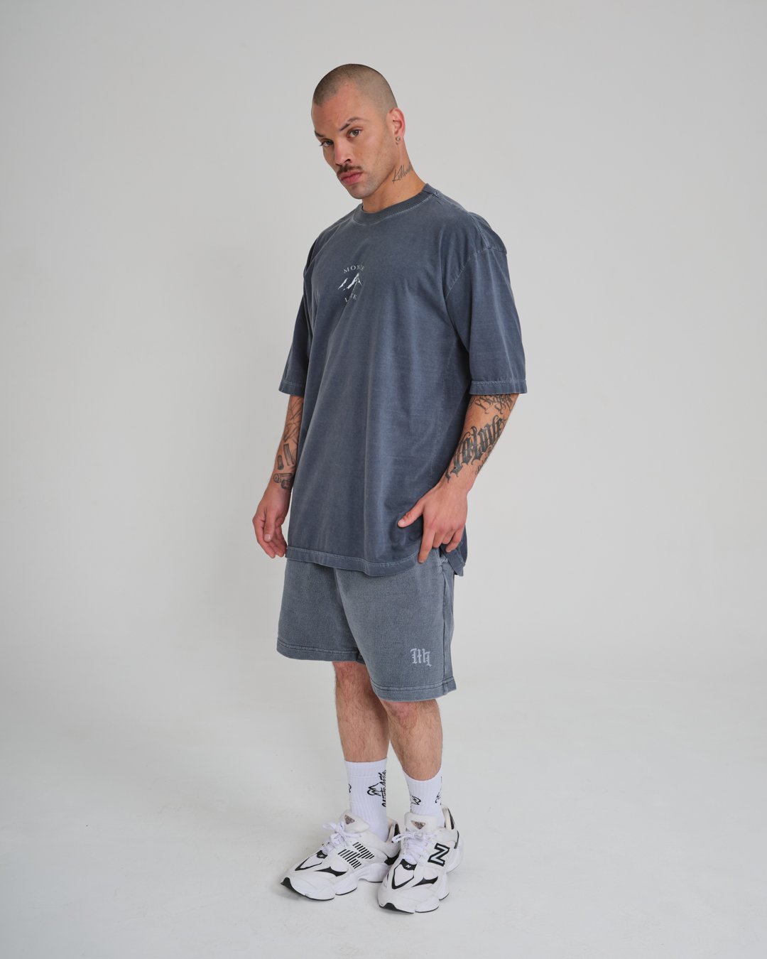 Camiseta Oversized Estampada Moving Azul Estonado