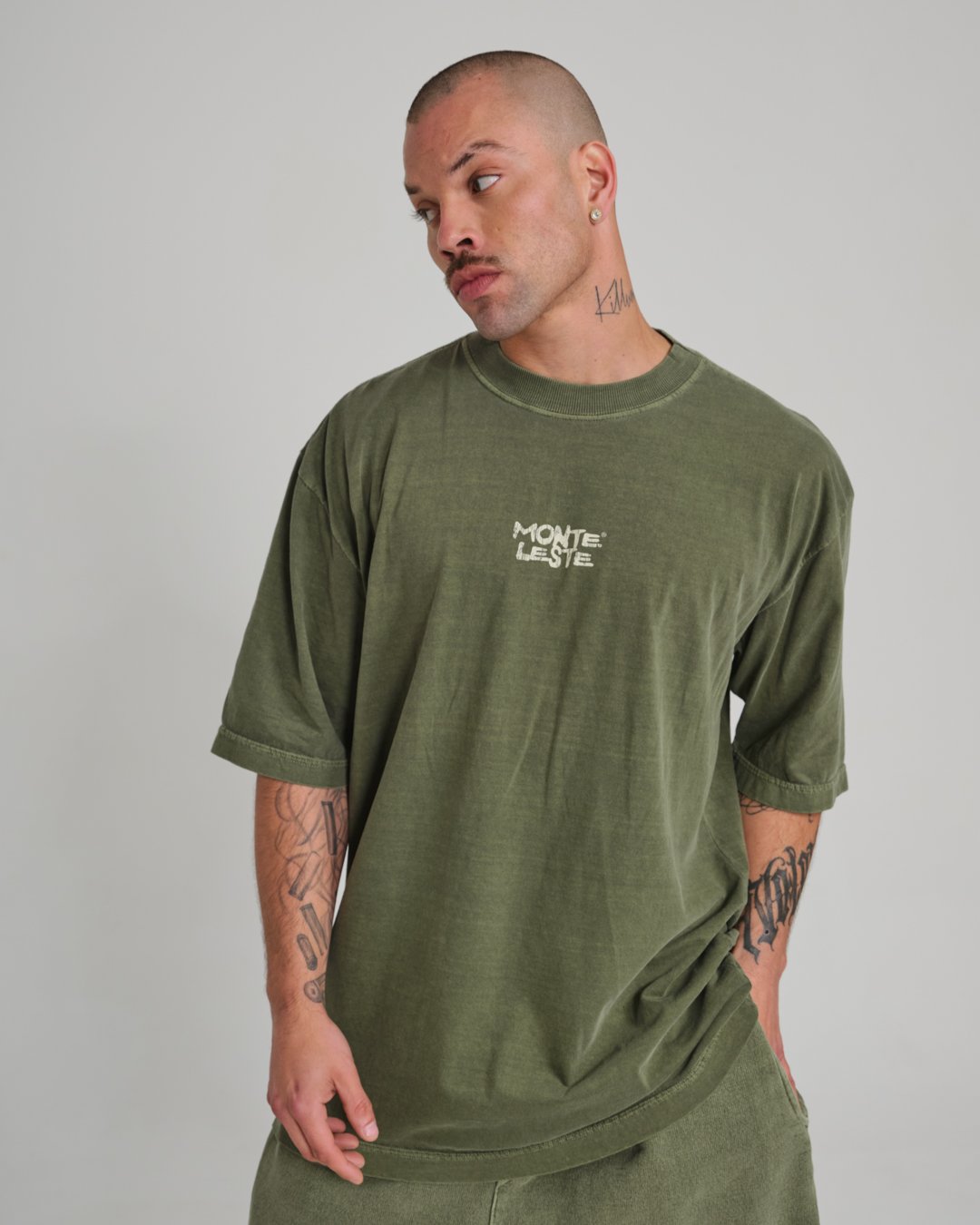 Camiseta Oversized Estampada Cycle Verde Estonado