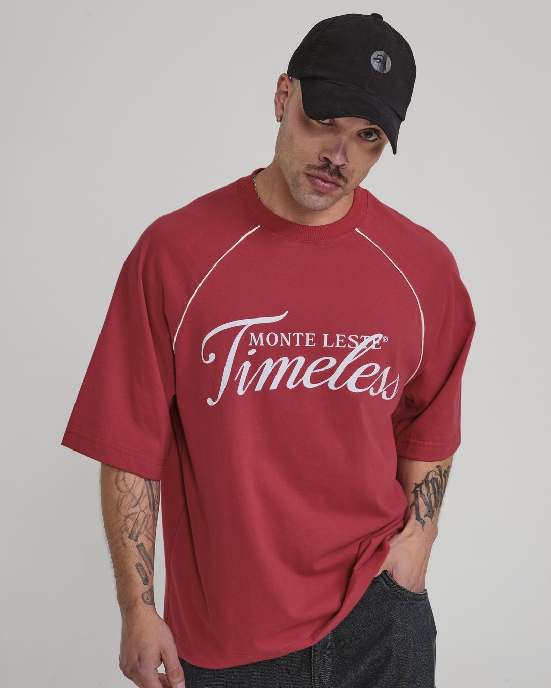 Camiseta Raglan Oversized Timeless - Vermelho