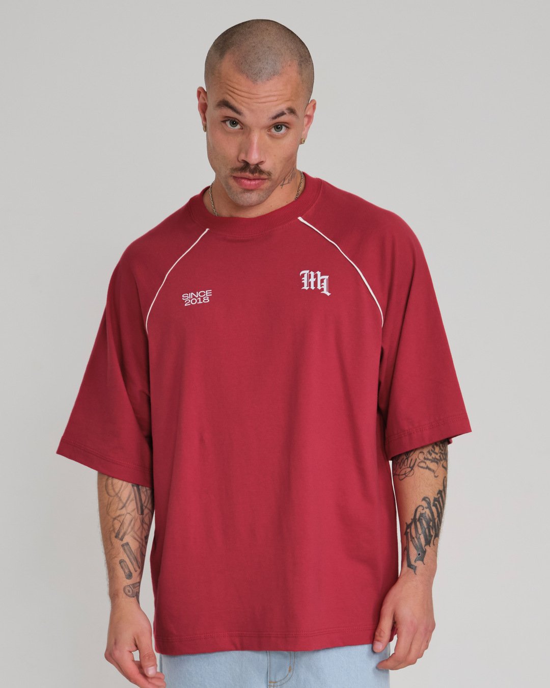 Camiseta Raglan Oversized Since - Vermelho