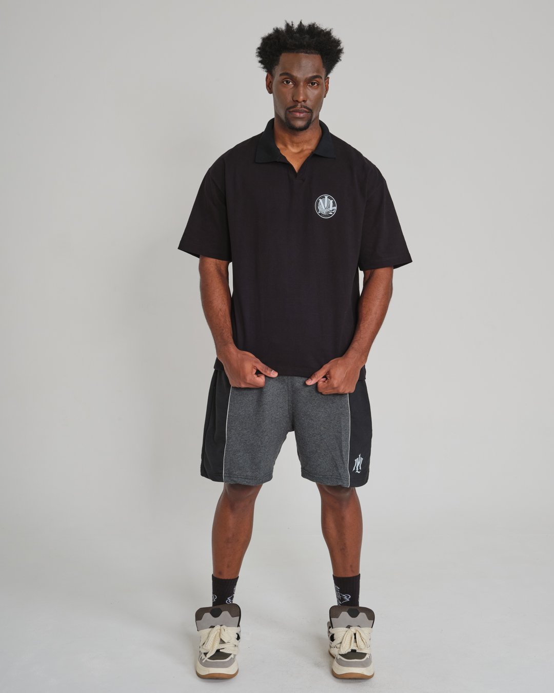 Camiseta Polo Oversized Team - Preto