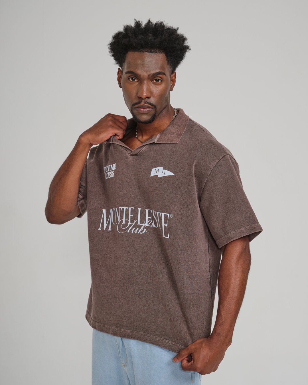 endlessmade poloシャツ Camiseta Polo Oversized Acess - Marrom Estonado