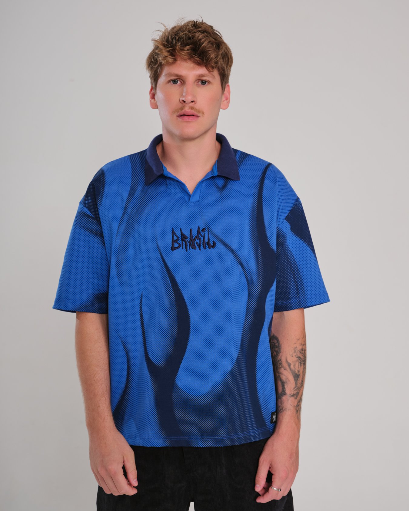 Camiseta Polo Oversized Hexa - Azul Royal