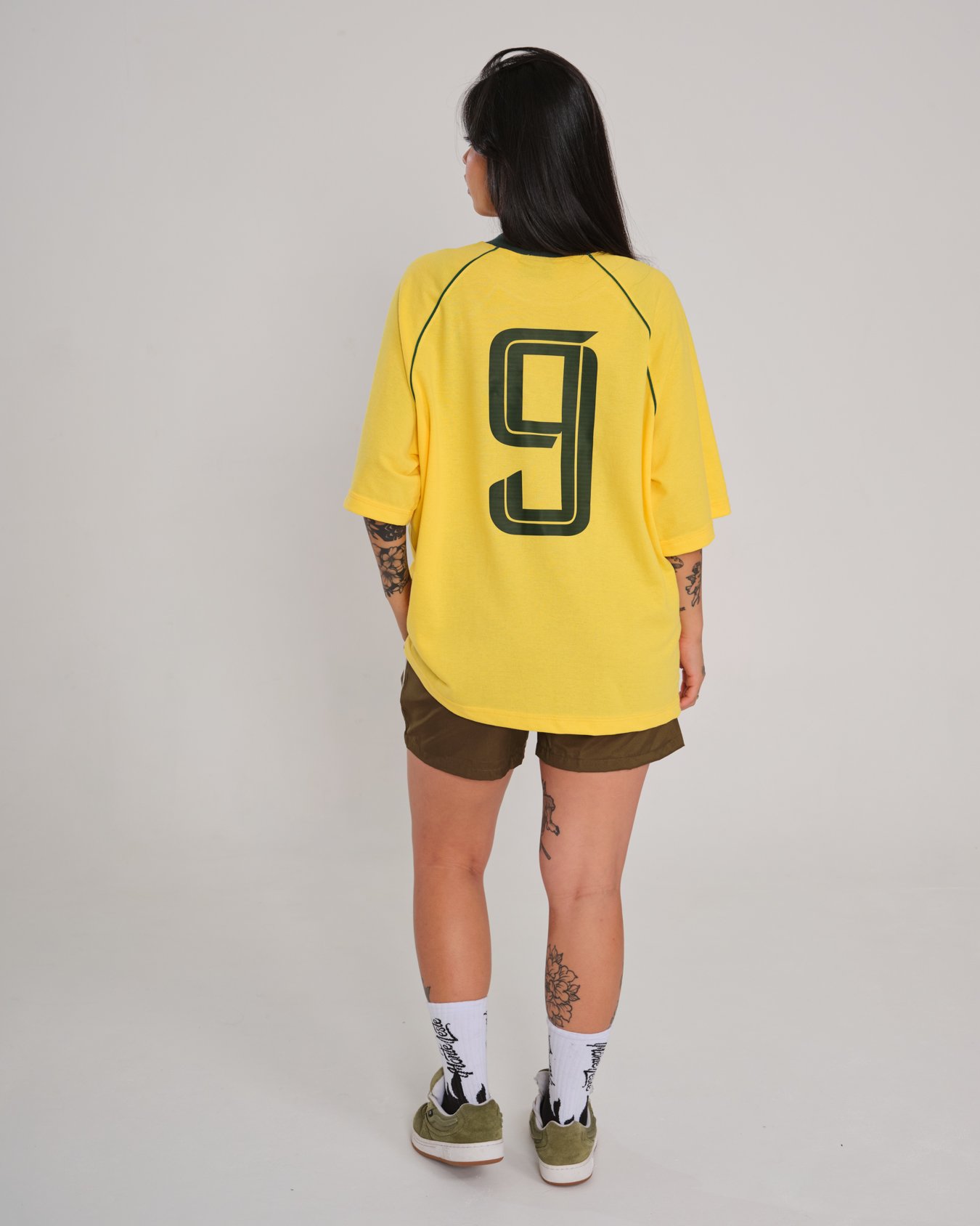 Camiseta Raglan Oversized Falso 9 - Amarelo