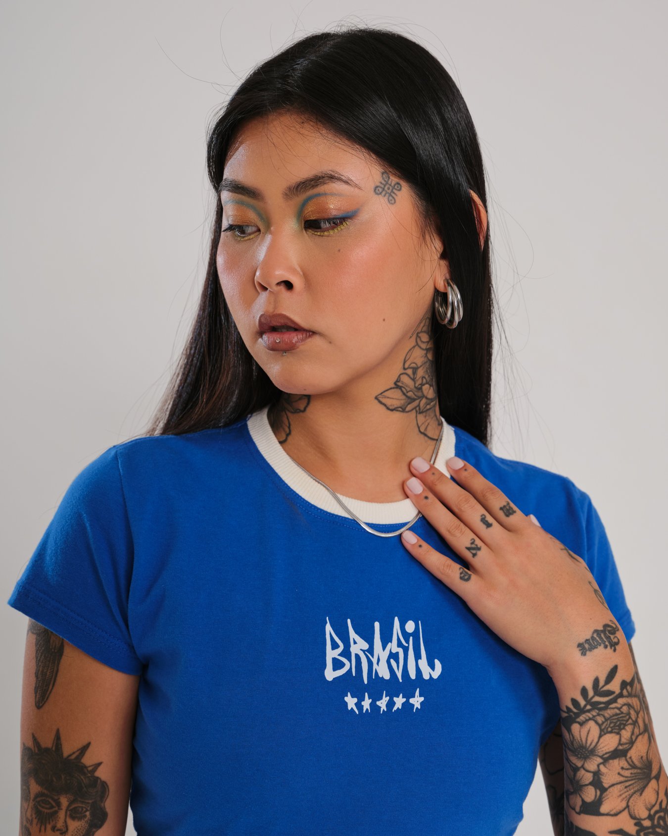 Camiseta Baby Tee Penta - Azul Royal