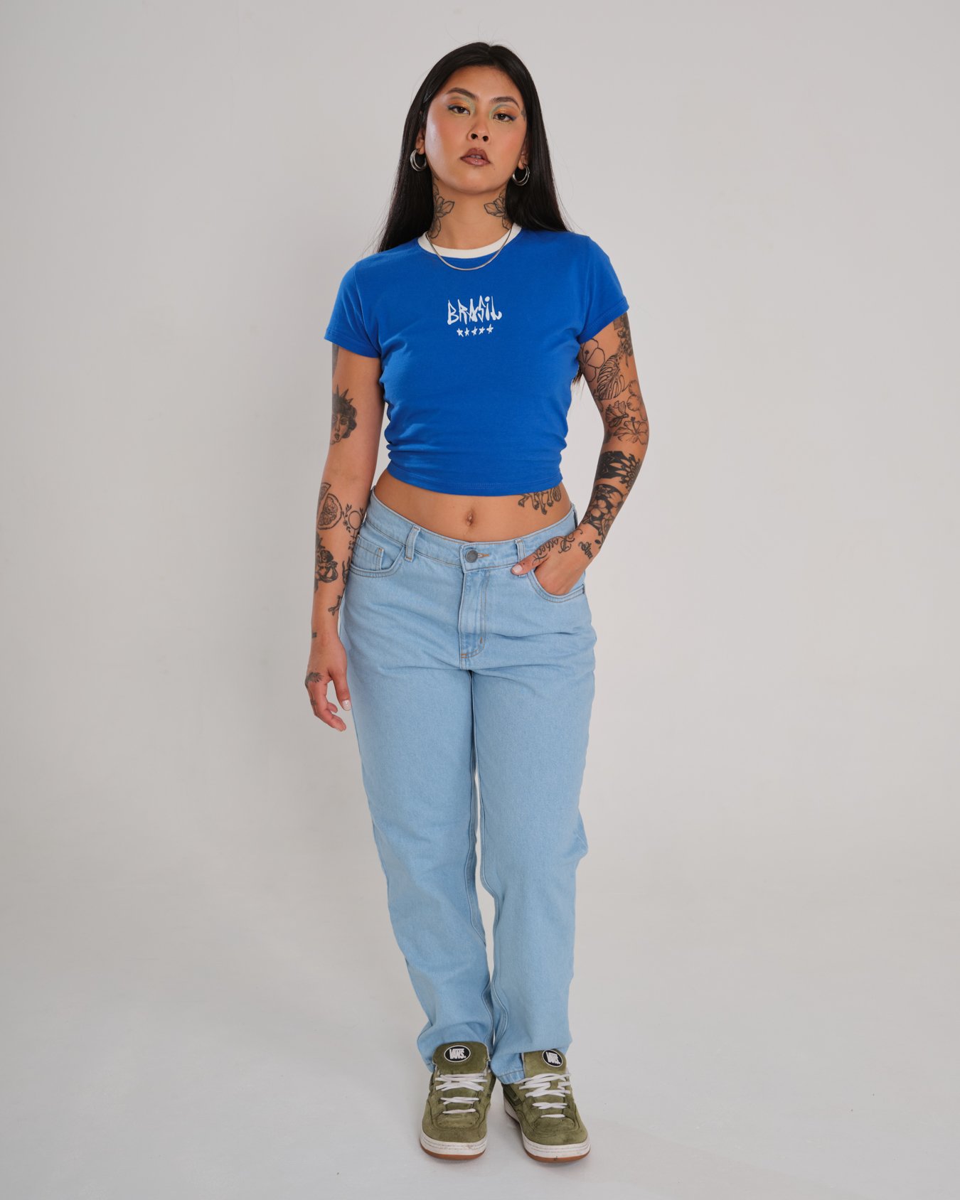 Camiseta Baby Tee Penta - Azul Royal