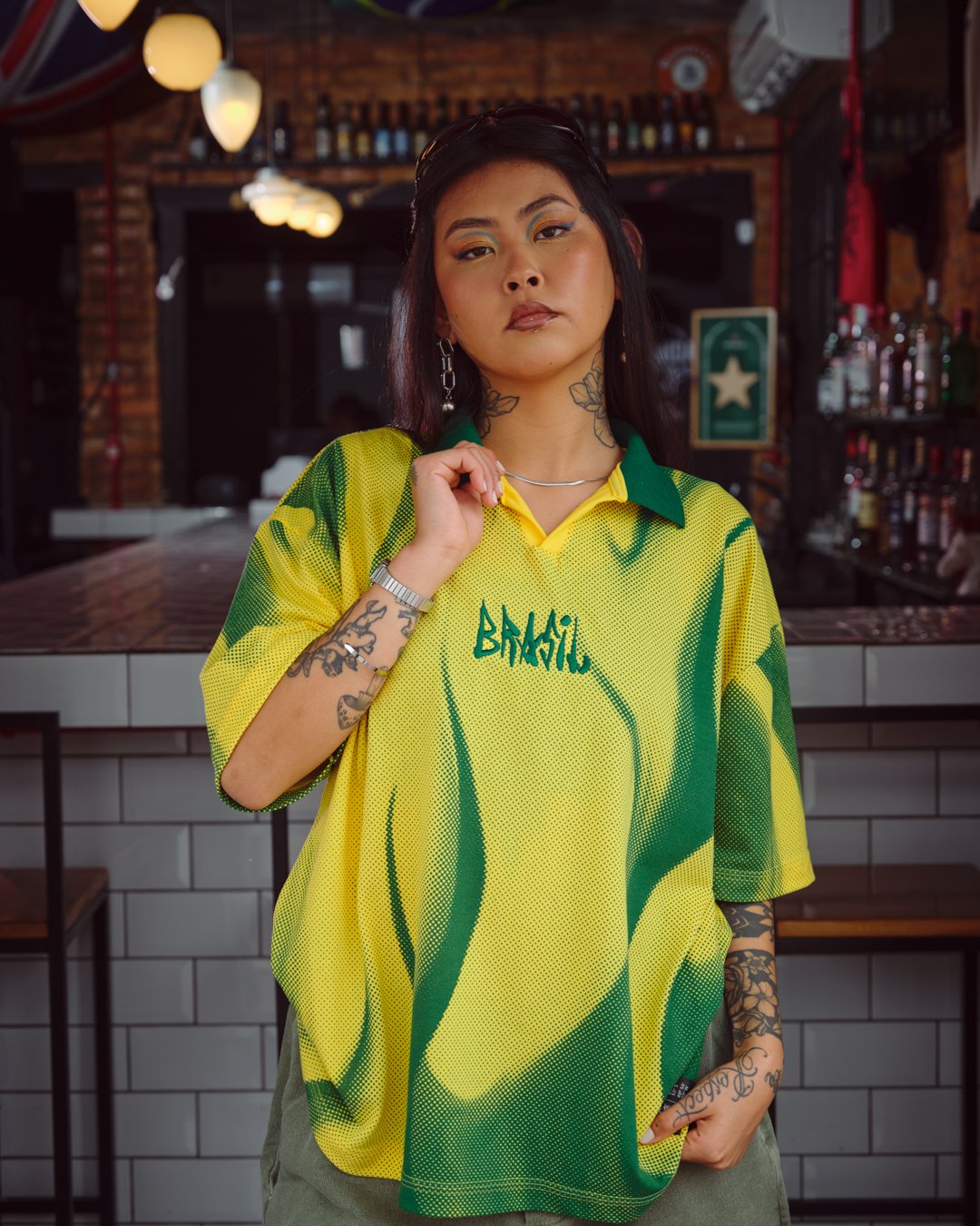 Camiseta Polo Oversized Hexa - Amarelo