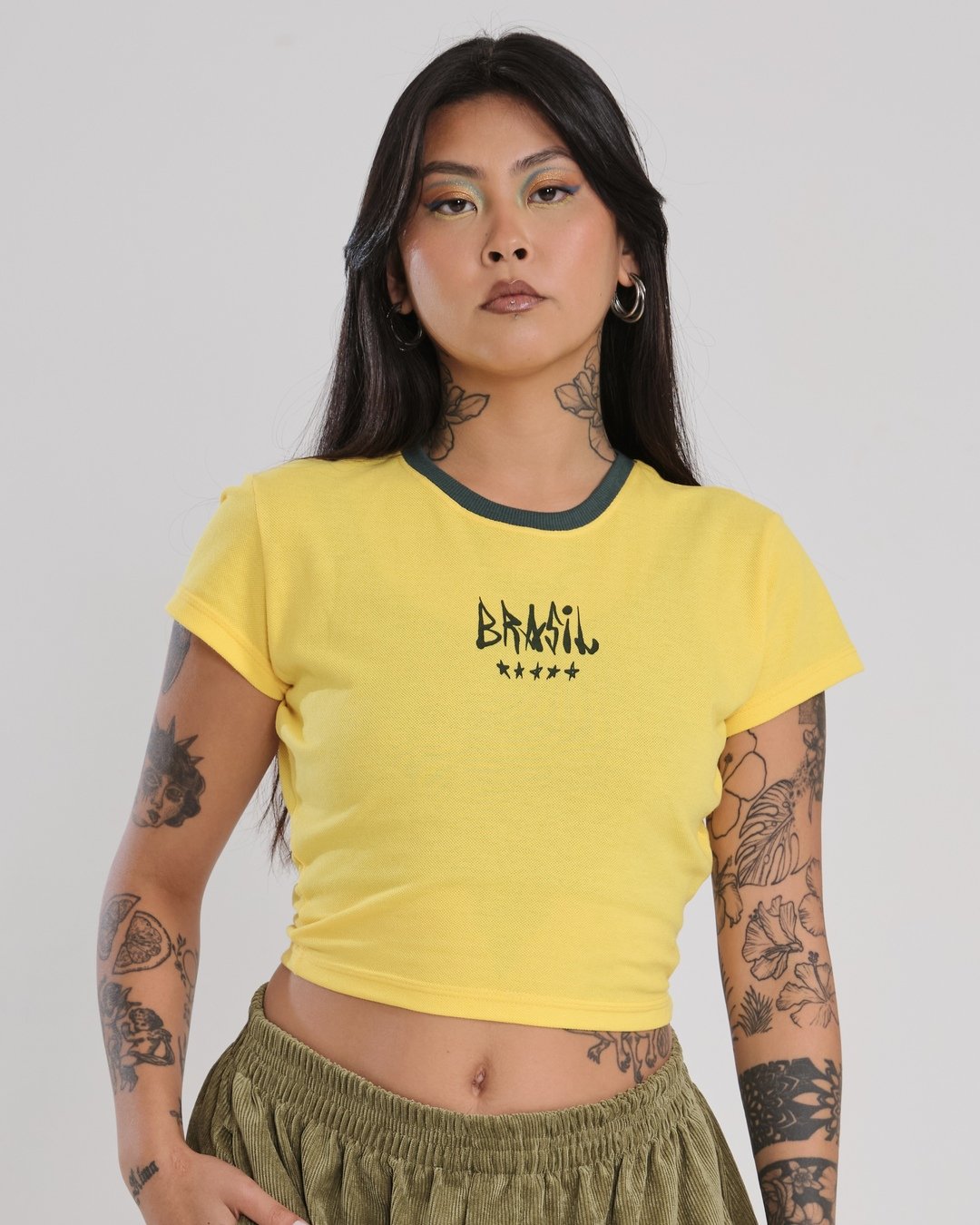 Camiseta Baby Tee Penta - Amarelo