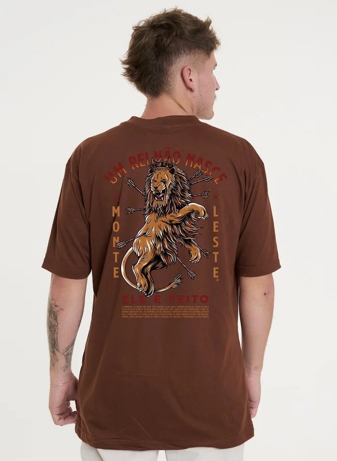 Camiseta Oversized Monte Leste Leão - Marrom