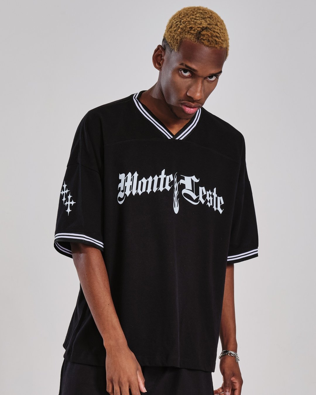 camiseta jersey oversized gold 55 preto